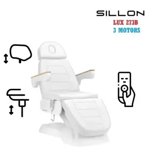 SILLON Lux 273b elektrischer Kosmetikstuhl, 3 Motoren, weiß
