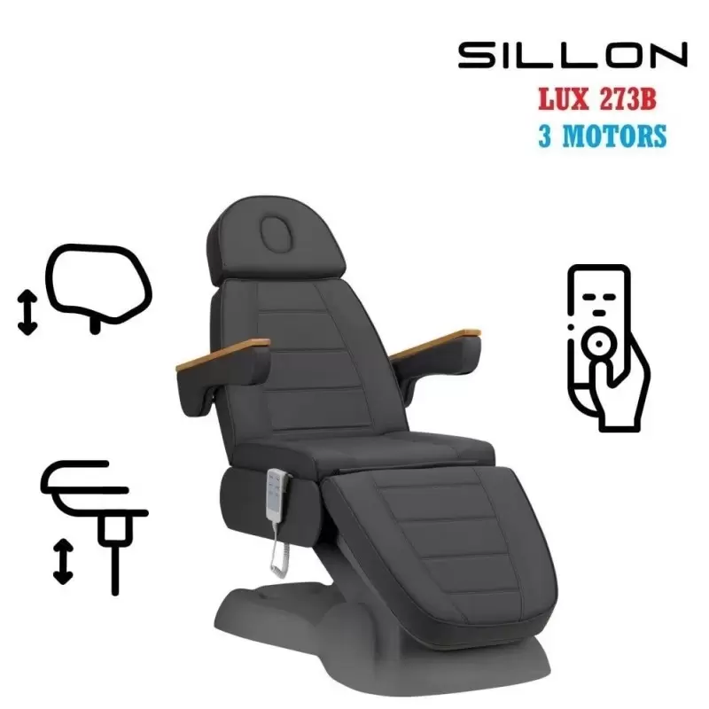 Elektrischer Kosmetikstuhl SILLON Lux 3 Motoren grau, graues Untergestell