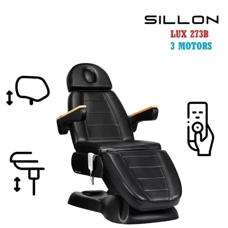 Fotel kosmetyczny elektryczny Sillon Lux 273b 3 silniki czarny