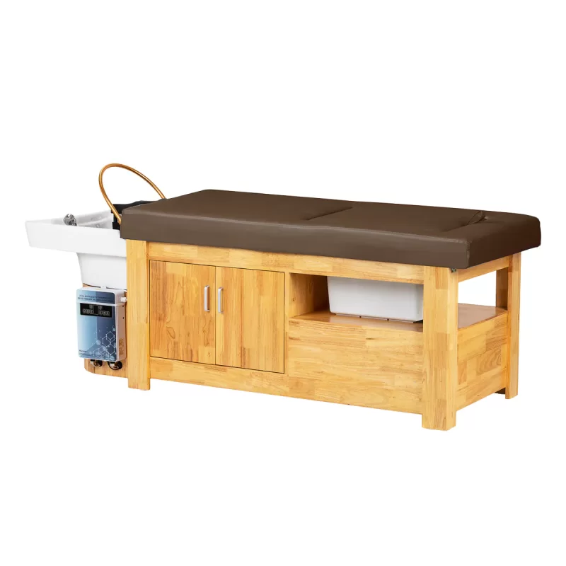 Professionelles Chaisel-Lounge mit eingebauter Autowäsche Gabbiano Bali Head Spa Waschraum Braun