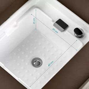 Professionelles Chaisel-Lounge mit eingebauter Autowäsche Gabbiano Bali Head Spa Waschraum Braun