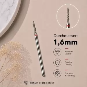 DIAMANT NAGEL FRÄSER FEIN Flamme TORNADO D1,6mm Scharfe SPITZE