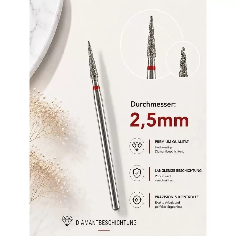 DIAMOND NAIL BIT RED D2,5mm