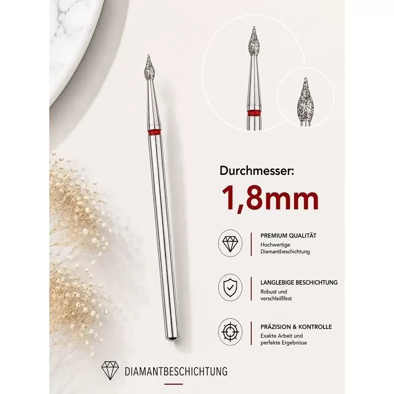 БОР С АЛМАЗНОЙ ГОЛОВКОЙ МЕЛКОЙ ЗЕРНИСТОСТИ ПУЛЯ D1,8mm