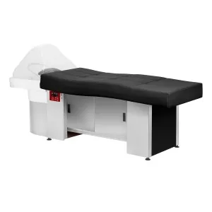 Парикмахерская тумба Head Spa Gabbiano 017B черного цвета с шезлонгом.