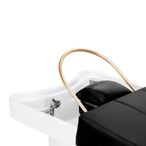Парикмахерская тумба Head Spa Gabbiano 017B черного цвета с шезлонгом.