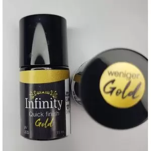 Quick Finish ohne Schwitzschicht mit WENIGER micro Glitzer Gold 15 ml Infinity