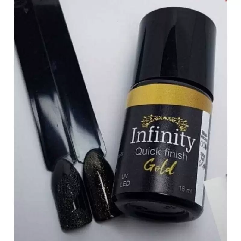 Топ без липкого слоя для геля с микроблеском золото 15 мл Infinity