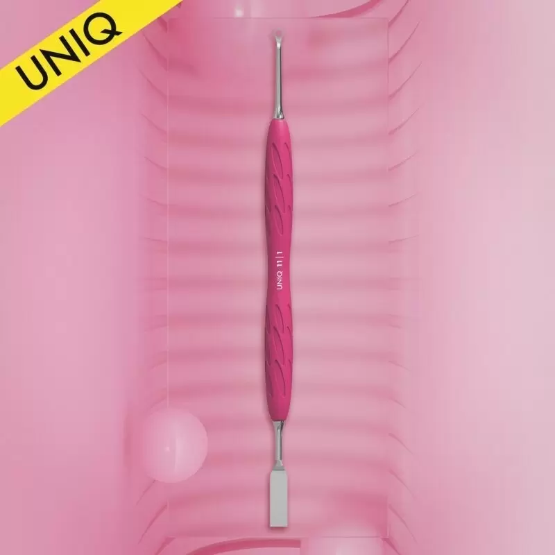 Manicure pusher with silicone handle “Gummy” UNIQ 11 TYPE 1 (flat straight pusher + ring)