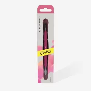 Manicure pusher with silicone handle “Gummy” UNIQ 10 TYPE 4.2 (narrow rounded pusher + bent blade)