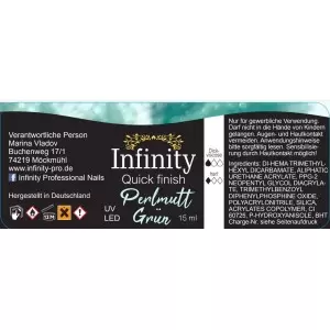 Quick finish without sticky layer Perlmutt Green effect 15 ml Infinity