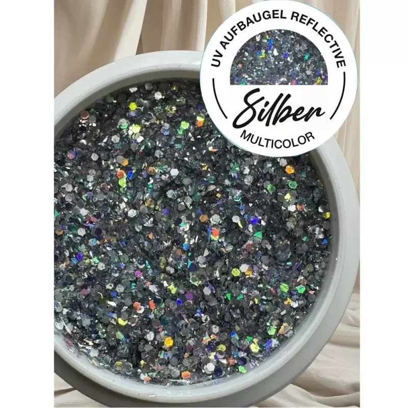 HEMA Frei Aufbau Gel Silber MIT Reflektoren